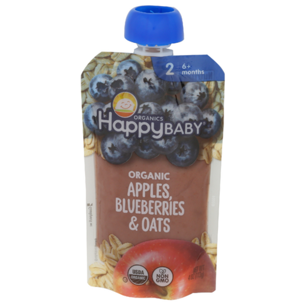 Happy Baby Organic Apples Blueberries & Oats Stage 2 Pouch