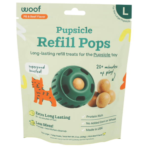 Woof Pet Inc PB & Beef Flavor Large Pupsicle Refill Pops 7 Pack