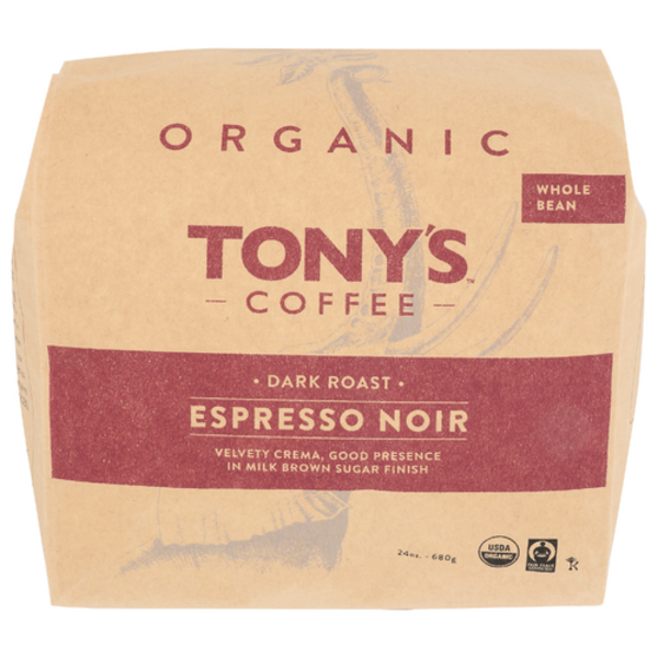 Tony's Coffee Organic Whole Bean Dark Roast Espresso Noir Coffee