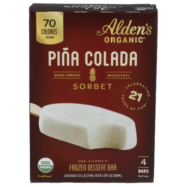 Alden's Organic Organic Pina Colada Sorbet Dessert Bars 4 Pack