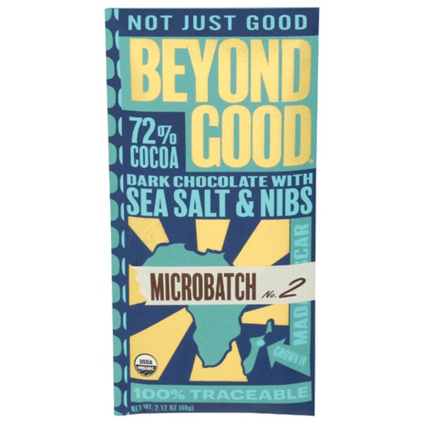 Beyond Good By Madecasse Organic 72% Cocoa Sea Salt & Nibs Dark Chocolate Bar Microbatch No. 2