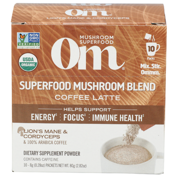 Organic Mushroom Nutrition Organic Mushroom Coffee Latte Blend Drink Mix 10 Pack