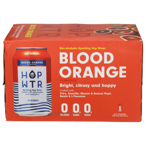 Hop Wtr NA Sparkling Blood Orange Hop Water 6 Pack Cans