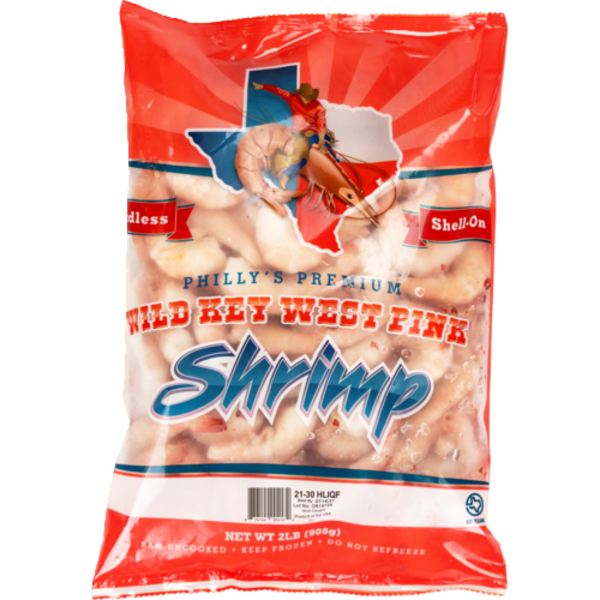 Wild Texas Shrimp 21-30 Count Wild Caught Frozen Pink Shell On Raw Shrimp