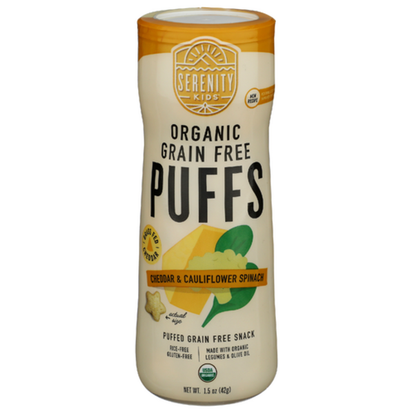 Serenity Kids Grain Free Puffs, Cheddar & Cauliflower Spinach