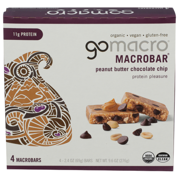 Gomacro Organic Peanut Butter Chocolate Chip Bars 4 Pack