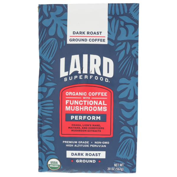 Laird Superfood Organic Dark Roast Perform Functional Ground Coffee