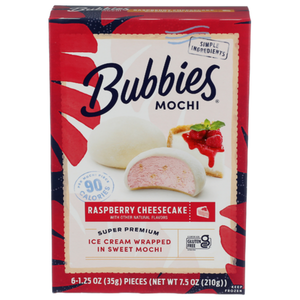 Bubbies Hawaii Raspberry Cheesecake Ice Cream Mochi 6 Pack