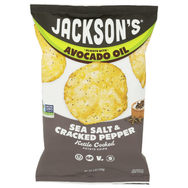 Jackson's Chips Sea Salt and Cracked Pepper Avocado Oil Cooked Kettle Chips