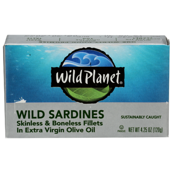 Wild Planet Wild Sardines Skinless & Boneless Fillets in Extra Virgin Olive Oil