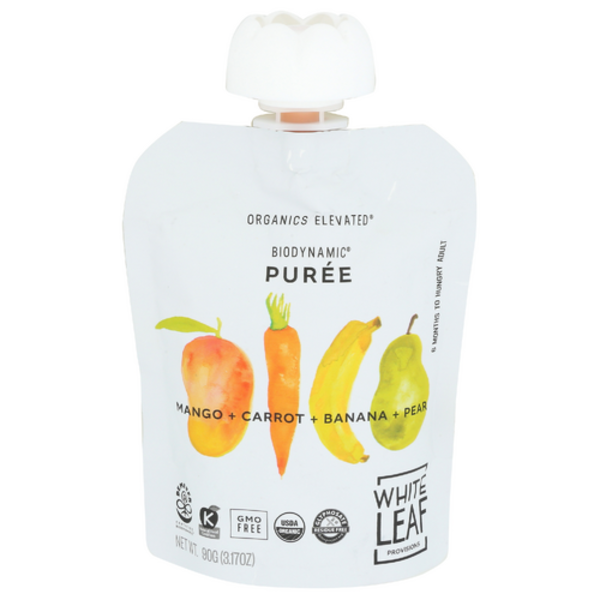 White Leaf Provisions Organic Mango + Carrot + Baa + Pear Baby Food