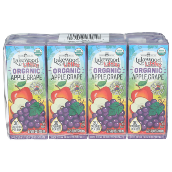 Lakewood Organic Apple Grape Juice Boxes 8 Pack