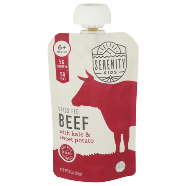 Serenity Kids 100% Grass Fed Beef With Organic Kale & Sweet Potato Baby Food Pouch