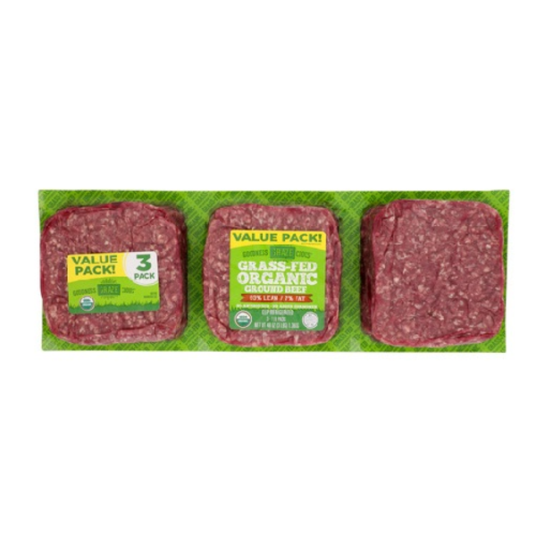 Goodness Grazecious Organic Grass-Fed 93% Lean Fresh Ground Beef Value Pack