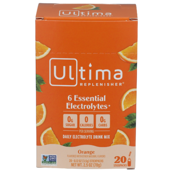 Ultima Replenisher Orange Electrolyte Drink Mix 20 Pack Case