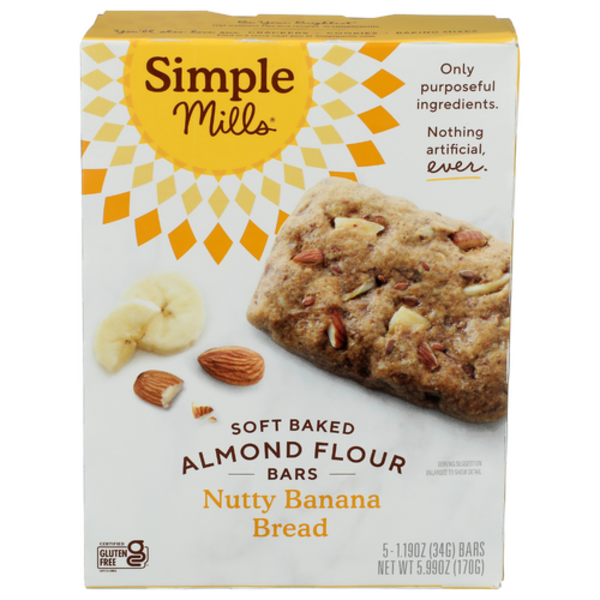 Simple Mills Soft Baked Almond Flour Nutty Baa Bread Bars 5 Pack