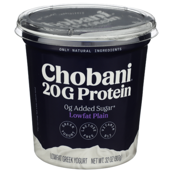 Chobani Plain Zero Added Sugar 20G Protein Greek Yogurt