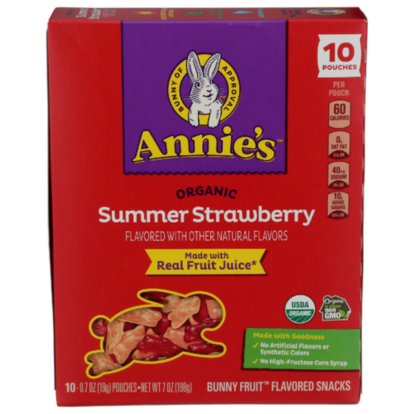 Annie's Homegrown Organic Summer Strawberry Fruit Snacks 10 Pack