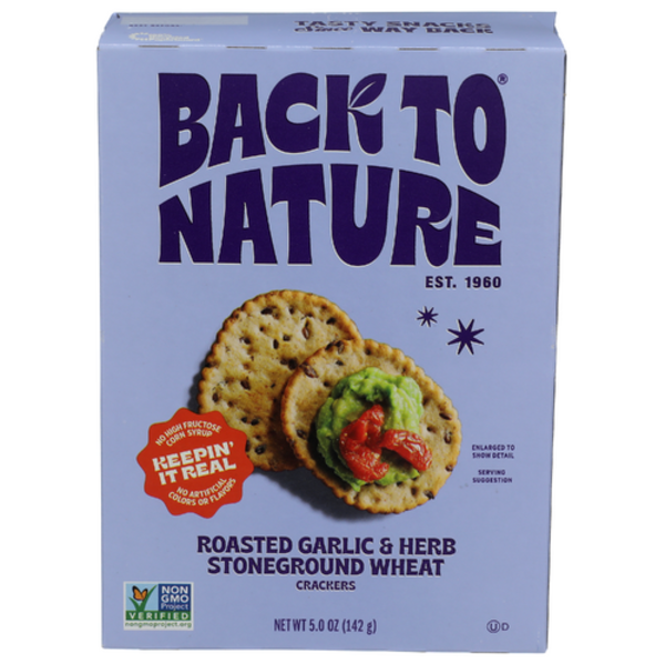 Back To Nature Roasted Garlic & Herb Stoneground Wheat Crackers