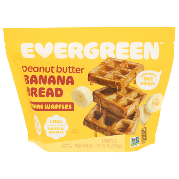 Evergreen Frozen Waffles Peanut Butter & Baa Mini Waffles 9 Pack