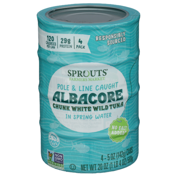 Sprouts No Salt Added Albacore White Tuna Cans 4 Pack