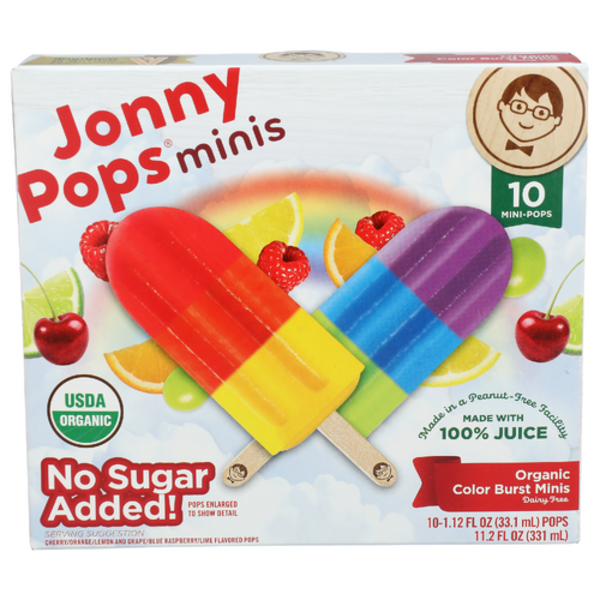 Jonny Pops Organic Color Burst Mini Frozen Bars 10 Pack