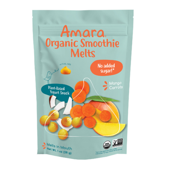 Amara Organic Baby Food Organic Mango Carrots Plant-Based Smoothy Melts