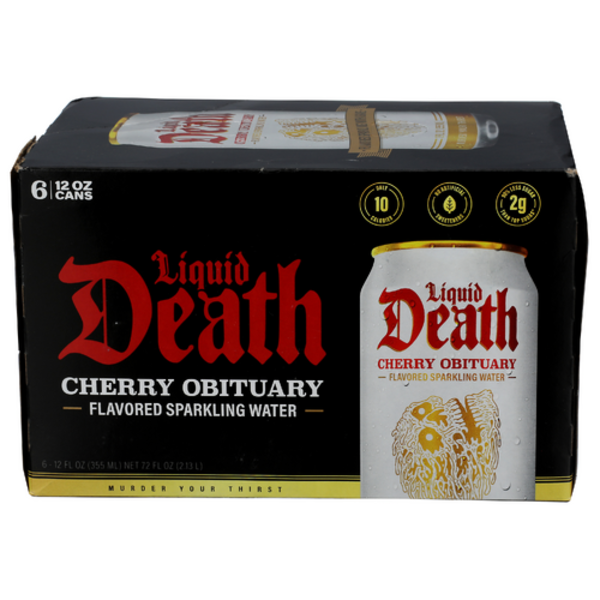 Liquid Death Cherry Obituary Flavored Sparkling Water 6 Pack