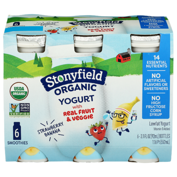 Stonyfield Organic Strawbaa Yogurt Smoothie 6 Pack
