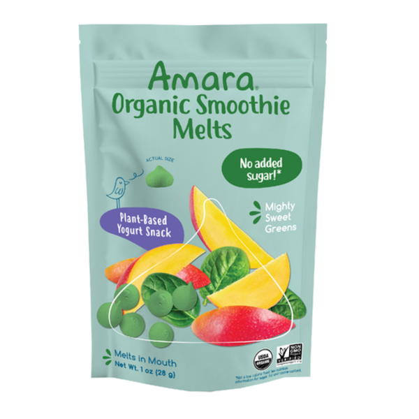 Amara Organic Baby Food Organic Mighty Sweet Greens Plant-Based Smoothy Melts