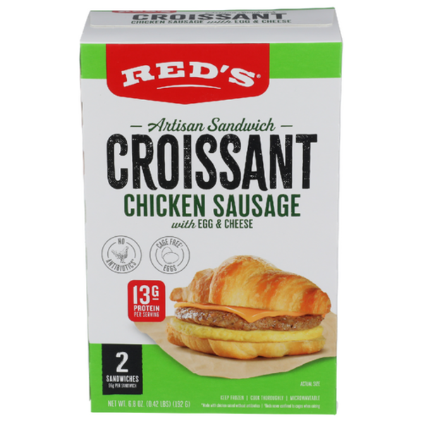 Red's All Natural Chicken Sausage With Egg & Cheese Croissant 2 Count