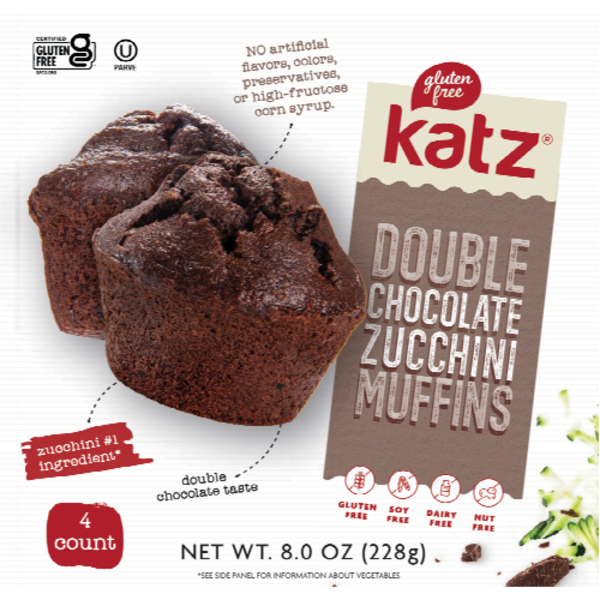 Katz Double Chocolate Zucchini Muffins 4 Count