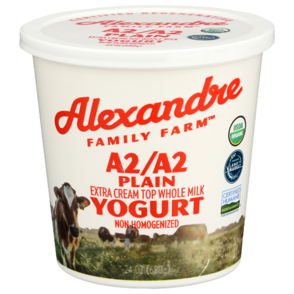 Alexandre Family Farms Organic Plain A2/A2 Yogurt Extra Cream Top Whole Milk Yogurt
