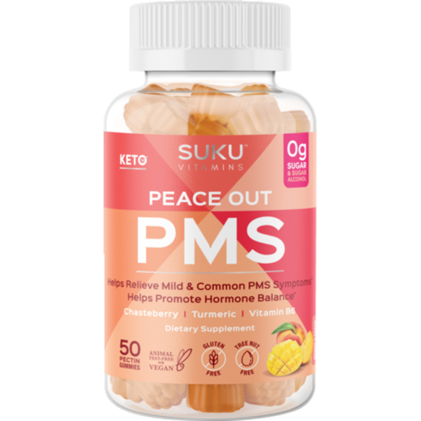 Suku Vitamins Mango & Peach Peace Out PMS Gummies
