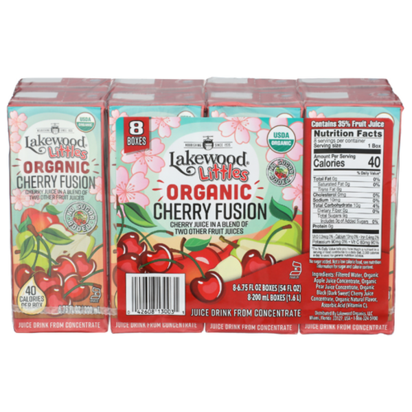Lakewood Organic Apple Pear Cherry Juice Boxes 8 Pack